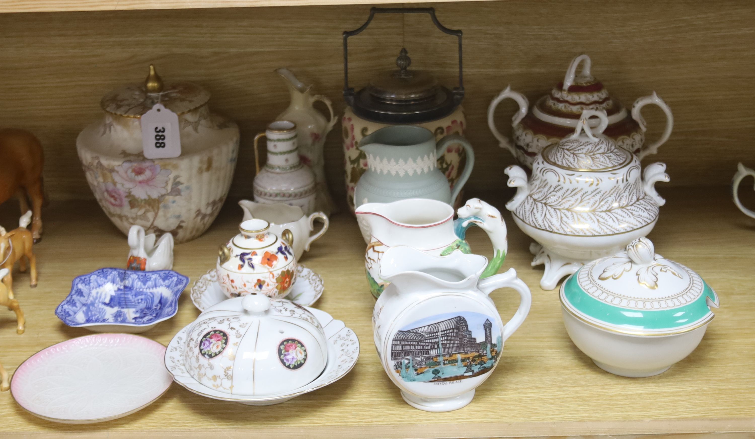 A Doulton biscuit barrel and other tableware